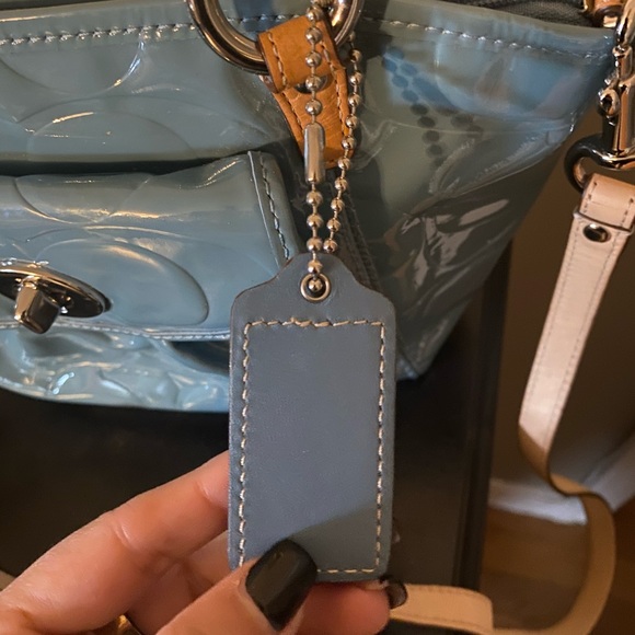 Blue Coach Embossed Signature Patent Leather Bag - Picture 13 of 16
